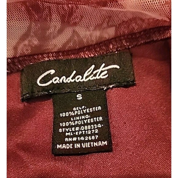 Candalite Burgandy Dress Small Maroon  Sheer Bohemian Red Cottage Core Maxi - Picture 3 of 8